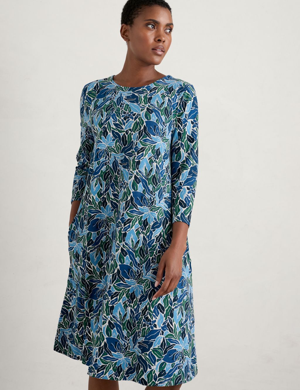 Cotton Rich Floral Knee Length Shift Dress | Seasalt Cornwall | M&S