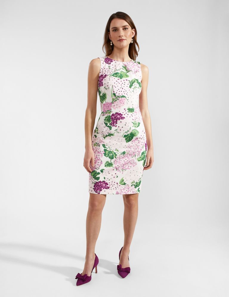 Cotton Rich Floral Knee Length Shift Dress 1 of 8