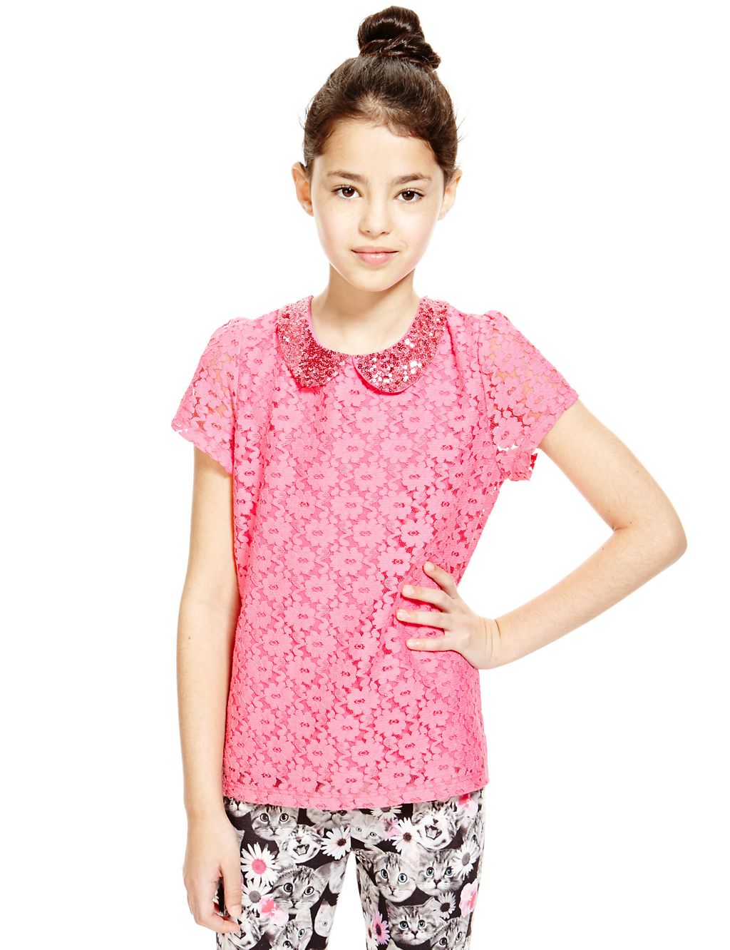 Cotton Rich Floral Lace Top (5-14 Years) 3 of 3