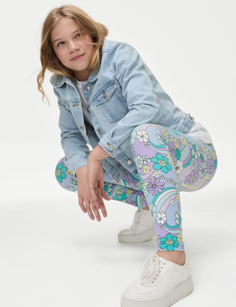 Cotton Rich Floral Leggings (6-16 Yrs) 3 of 5