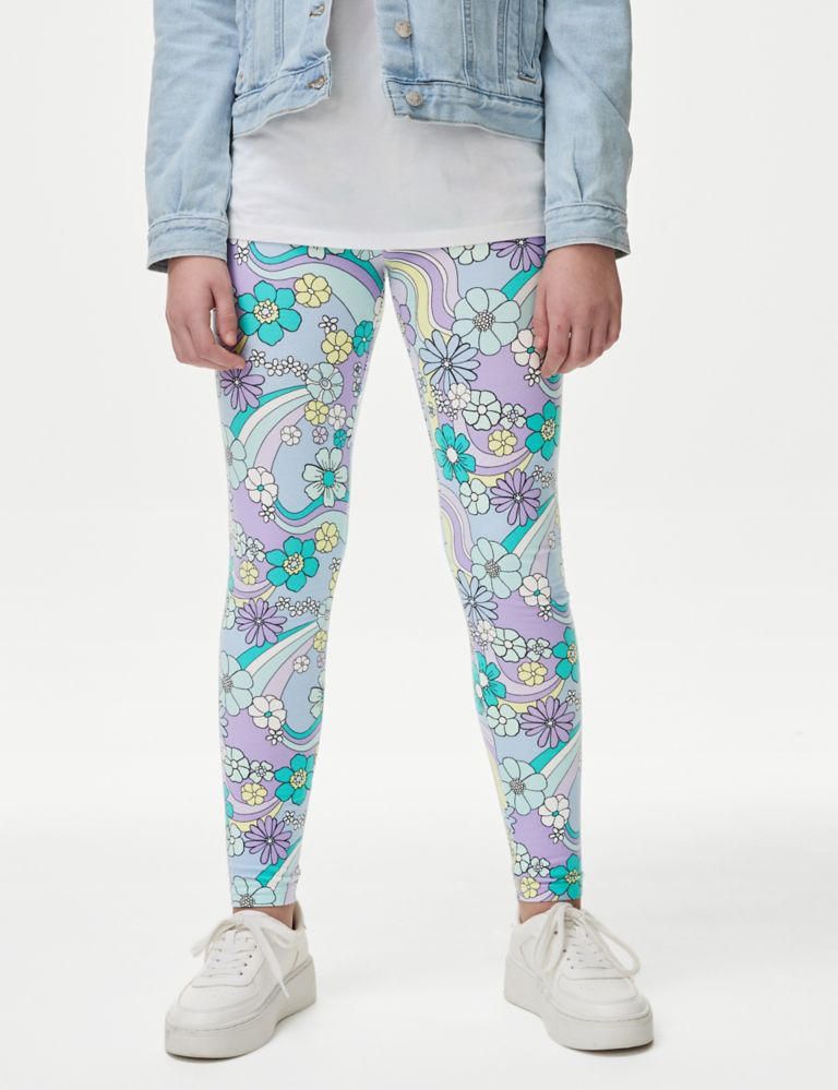 Cotton Rich Floral Leggings (6-16 Yrs) 4 of 5