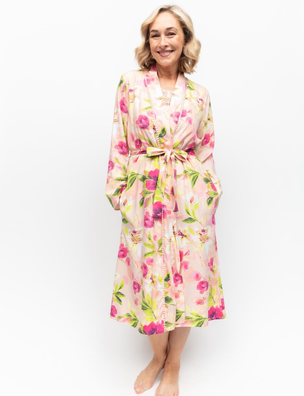 Cotton Rich Floral Long Dressing Gown 3 of 3