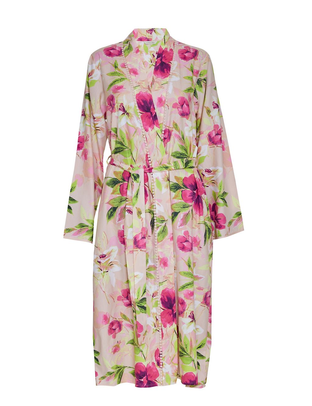 Cotton Rich Floral Long Dressing Gown 1 of 3
