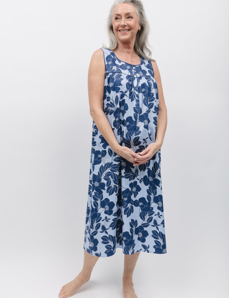 Cotton Rich Floral Long Nightdress Cyberjammies M S