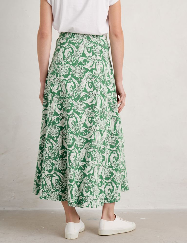 Cotton Rich Floral Maxi A-Line Skirt 4 of 5