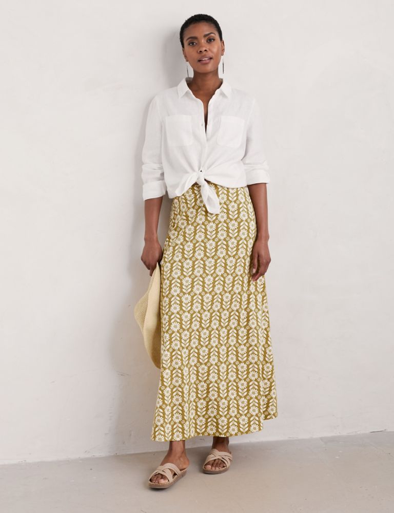 Cotton Rich Floral Maxi A-Line Skirt 3 of 6