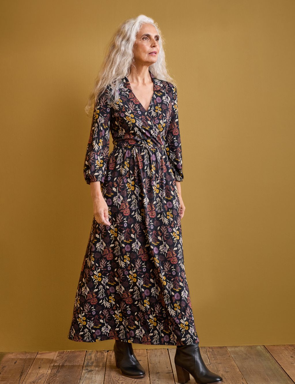 Cotton Rich Floral Midaxi Waisted Dress 2 of 5