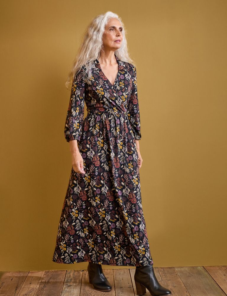 Cotton Rich Floral Midaxi Waisted Dress 3 of 5