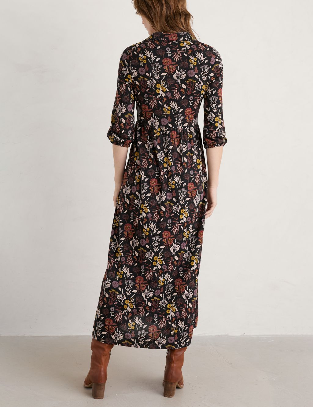 Cotton Rich Floral Midaxi Waisted Dress 4 of 5