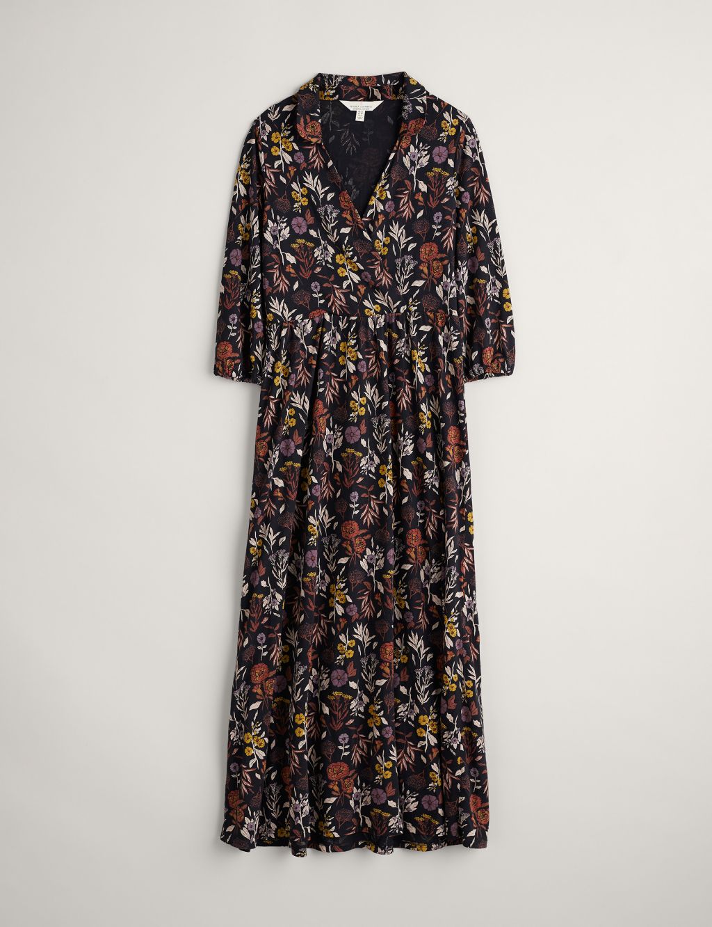 Cotton Rich Floral Midaxi Waisted Dress 1 of 5