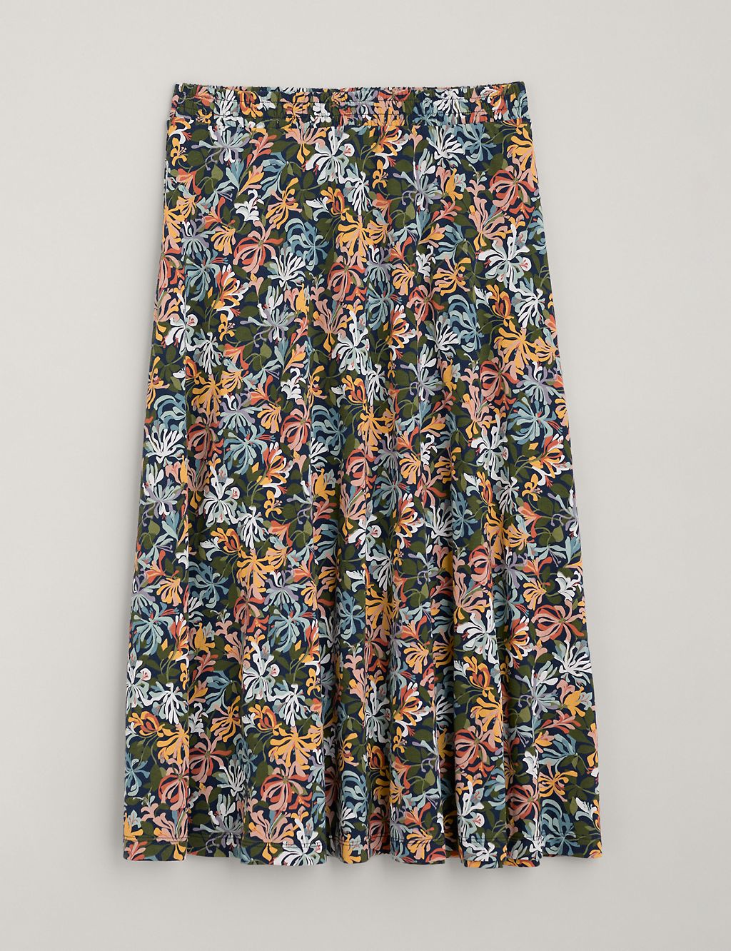 Cotton Rich Floral Midi A-Line Skirt 1 of 6