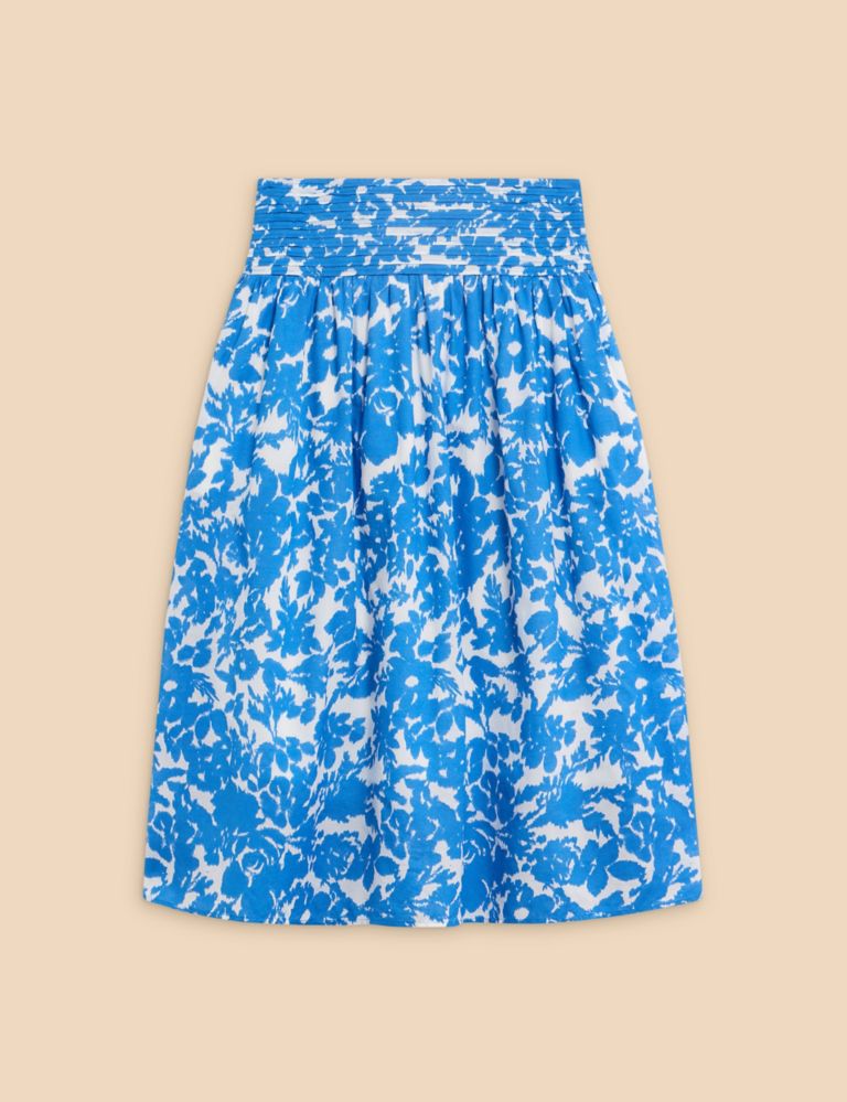 Cotton Rich Floral Midi A-Line Skirt 2 of 6