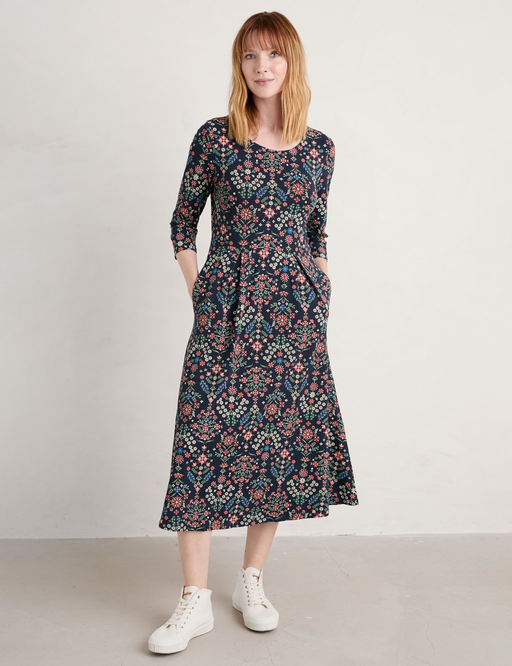 Long cotton floral dress on sale
