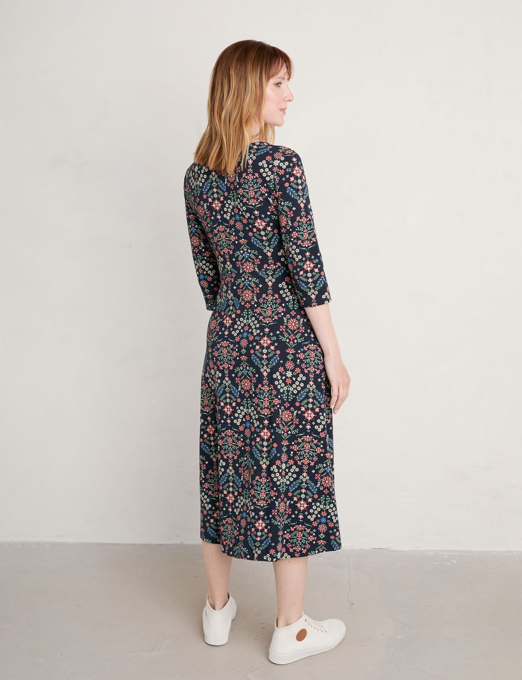 Rent M&S Collection Pure Cotton Floral Midi Waisted Dress