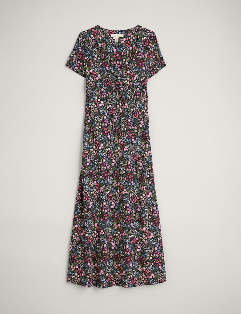 Cotton Rich Floral Midi Waisted Dress 2 of 5