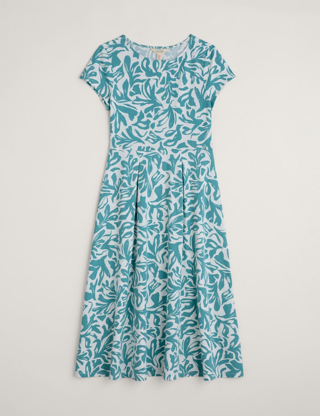 Cotton Rich Floral Midi Waisted Dress 1 of 4