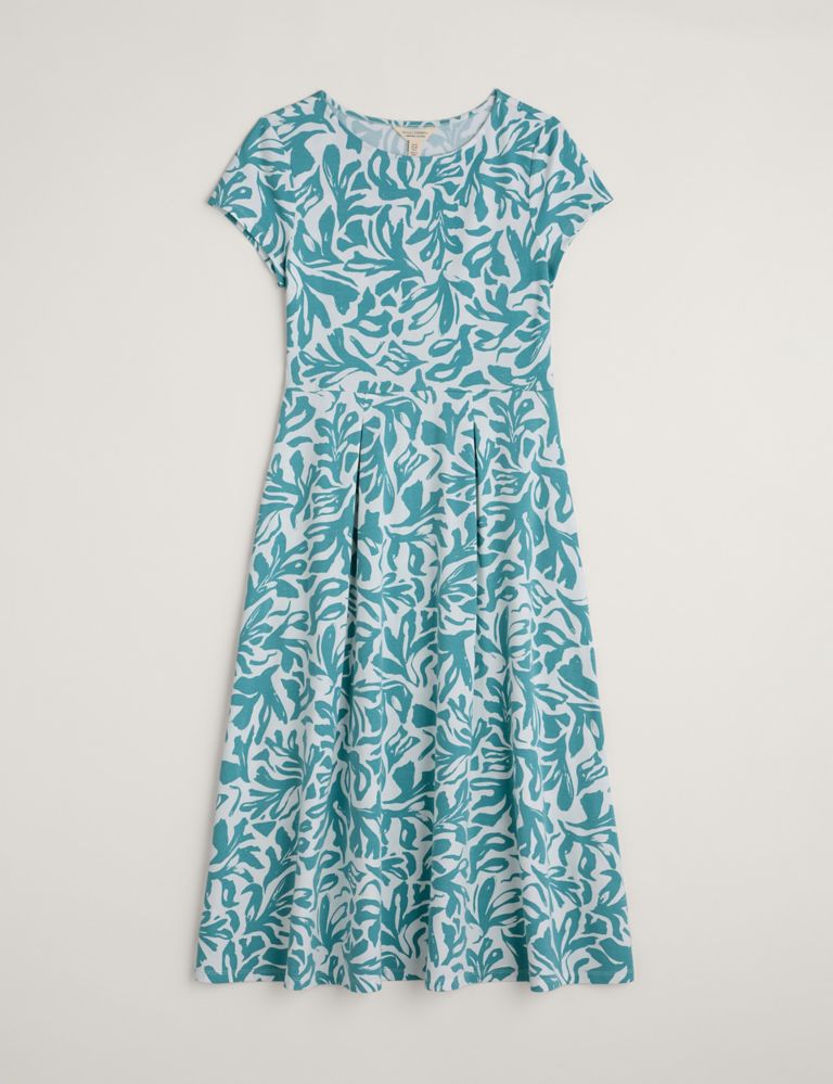 Cotton Rich Floral Midi Waisted Dress 2 of 4