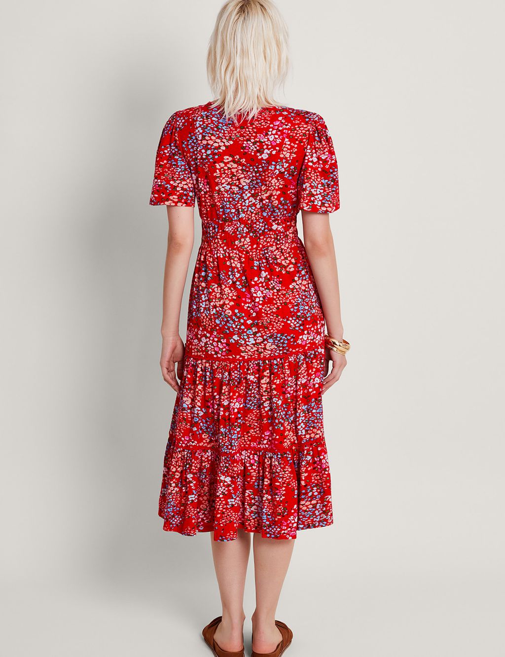 Cotton Rich Floral Notch Neck Midi Dress | Monsoon | M&S