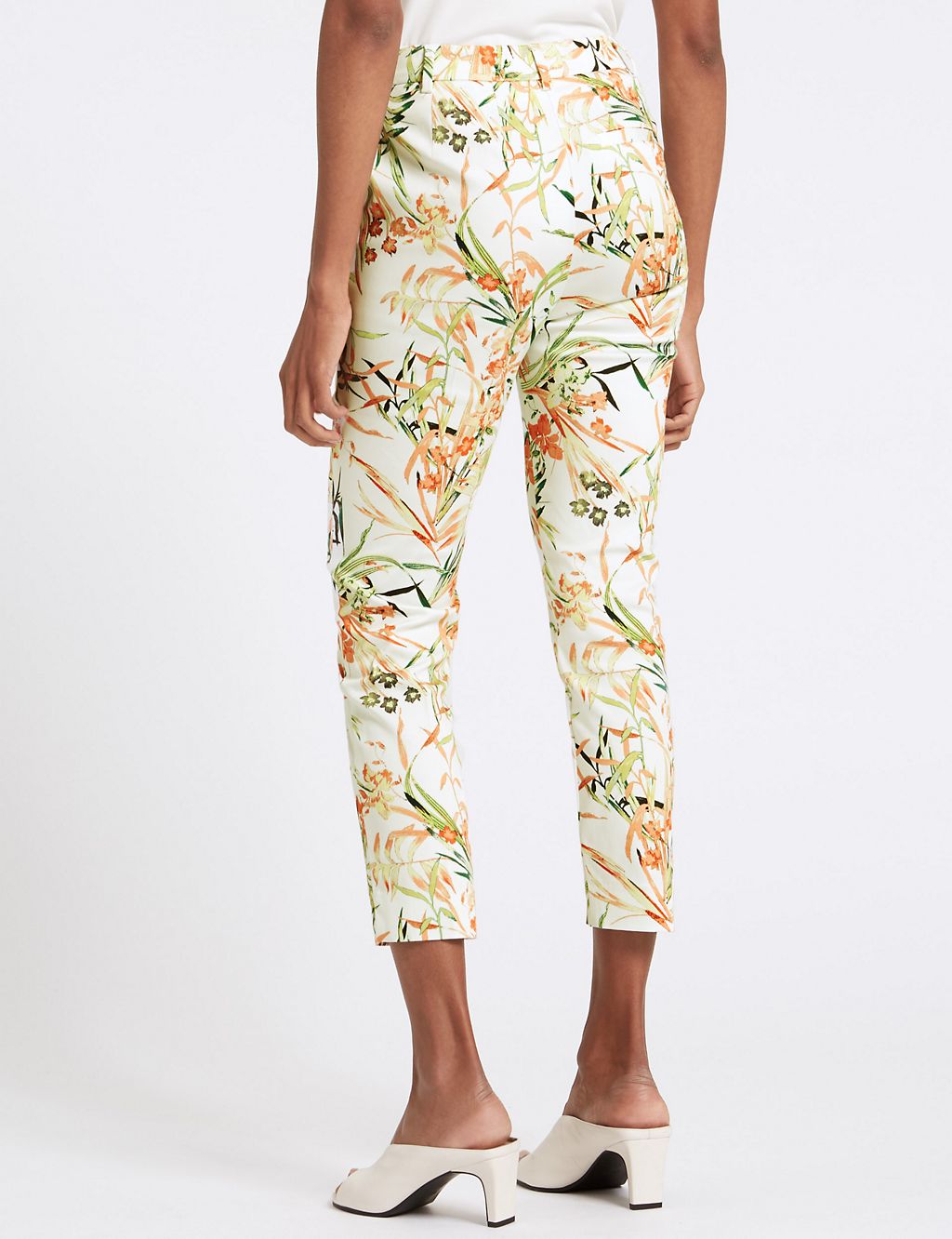 Cotton Rich Floral Print Cropped Trousers 4 of 6