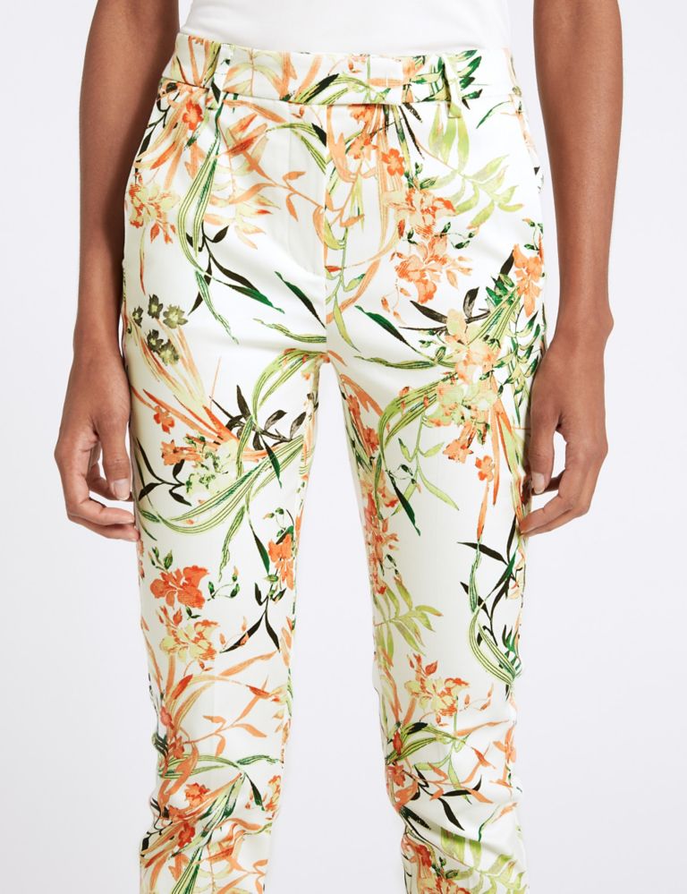 Cotton Rich Floral Print Cropped Trousers 5 of 6