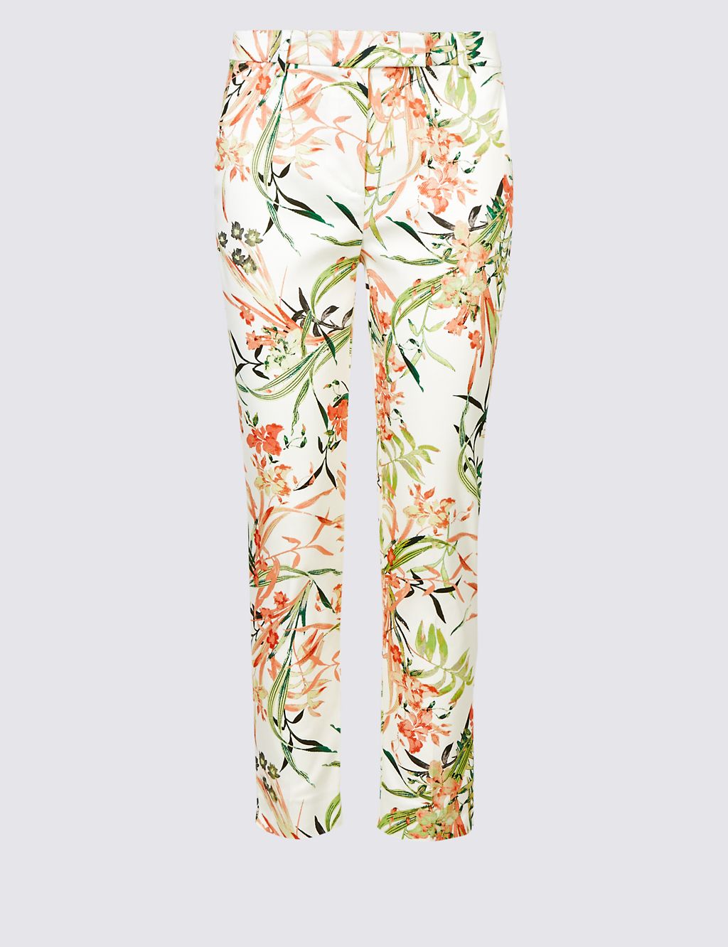 Cotton Rich Floral Print Cropped Trousers 1 of 6