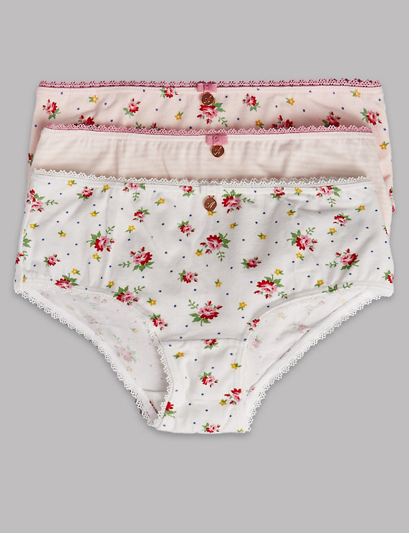 Cotton Rich Floral Print Knickers (6-16 Years) Image 1 of 1