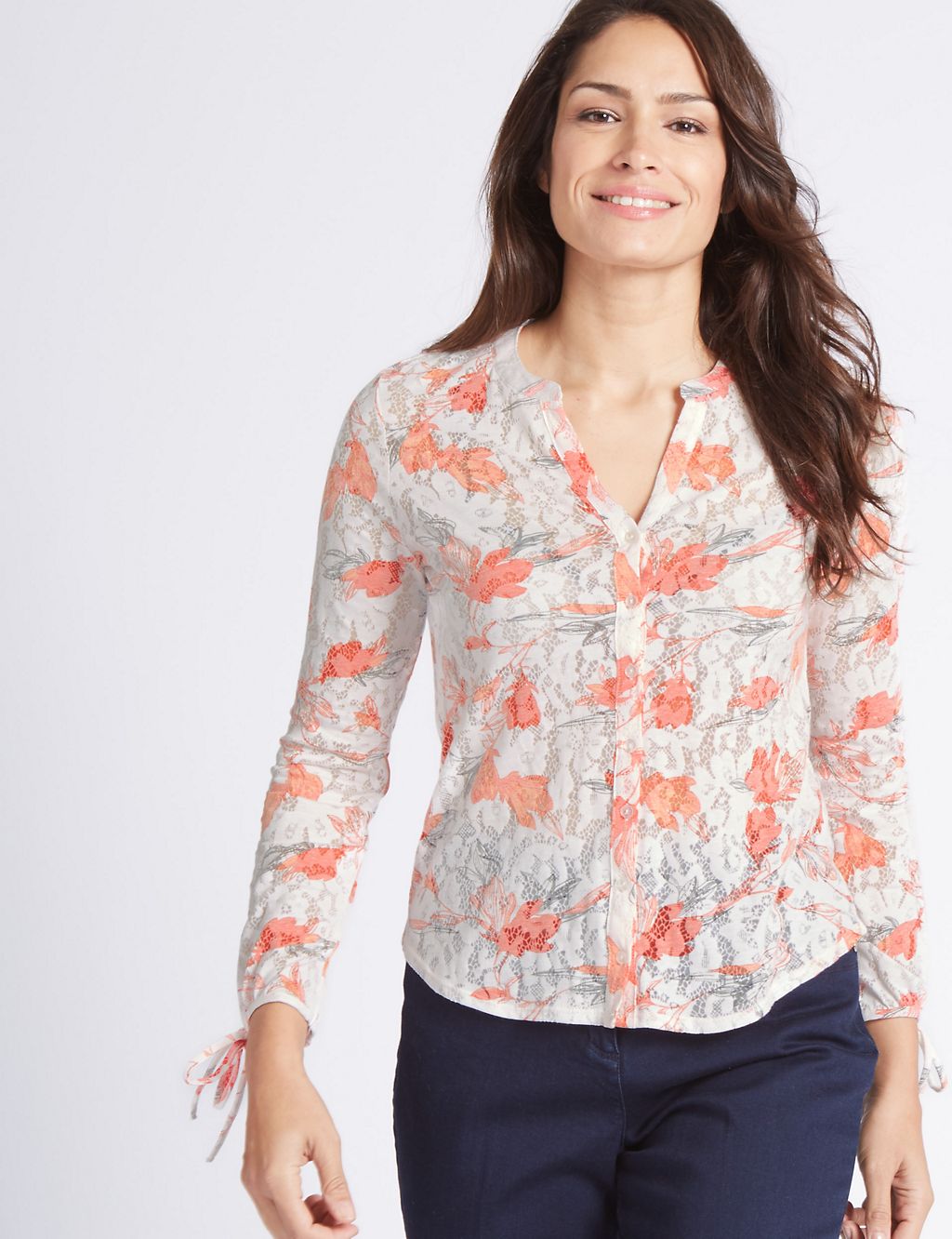 Cotton Rich Floral Print Long Sleeve Shirt 2 of 5