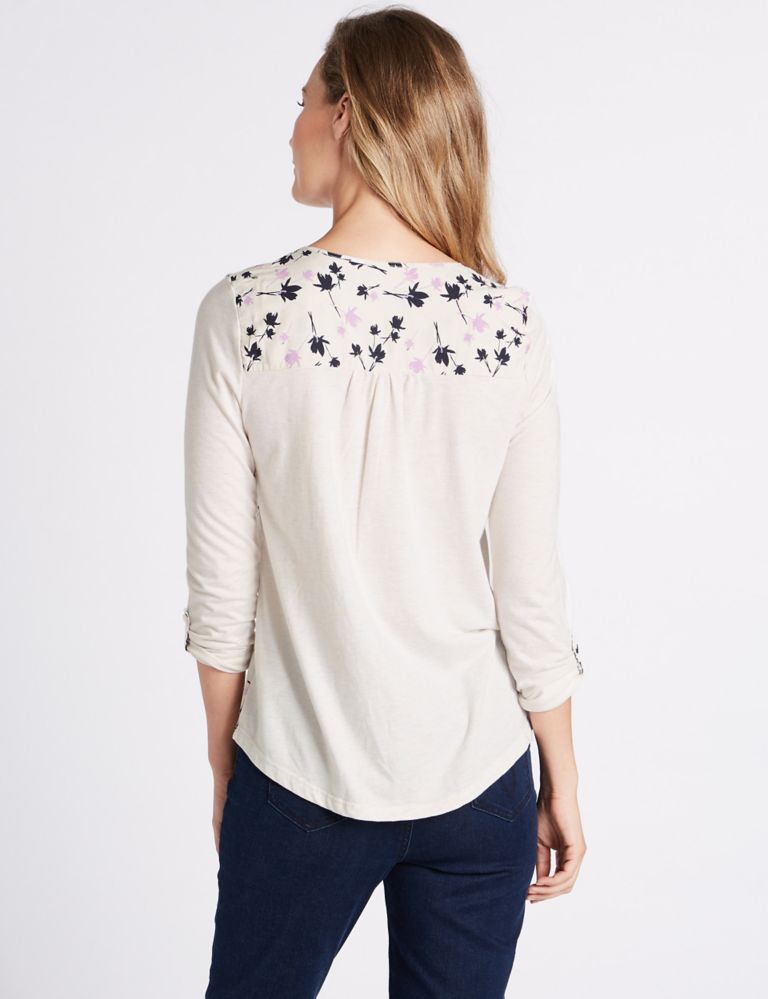 Cotton Rich Floral Print Long Sleeve Top 4 of 5