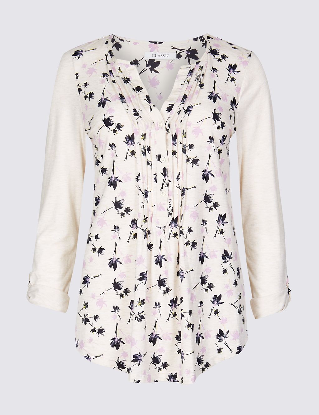 Cotton Rich Floral Print Long Sleeve Top 1 of 5