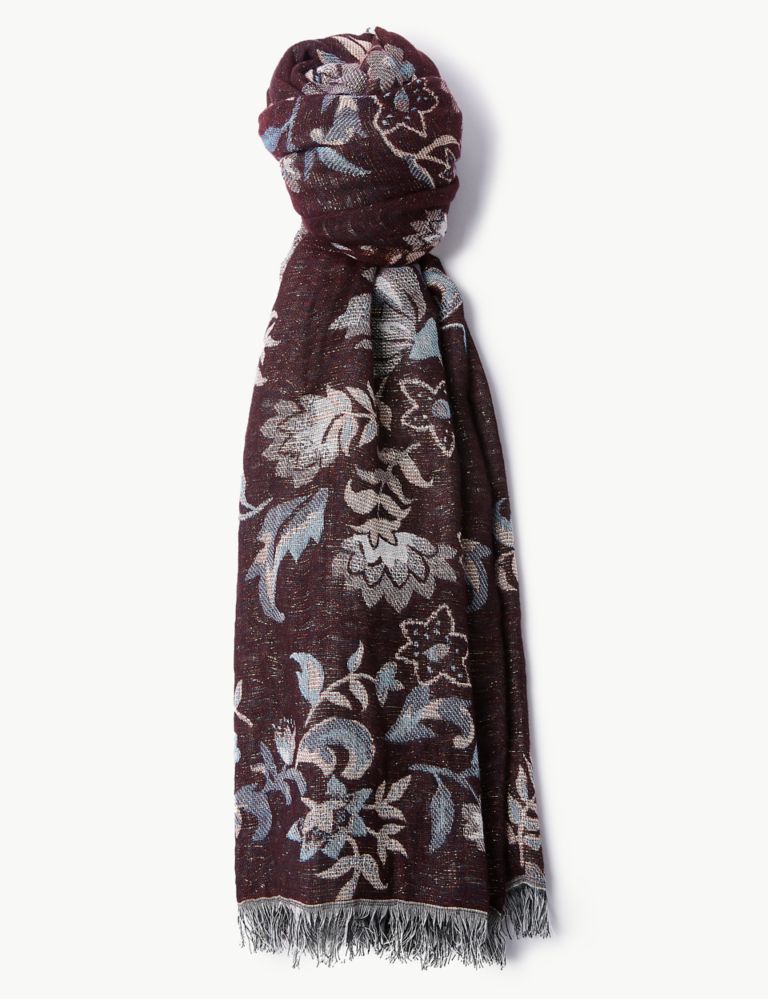 Cotton Rich Floral Print Scarf 2 of 3