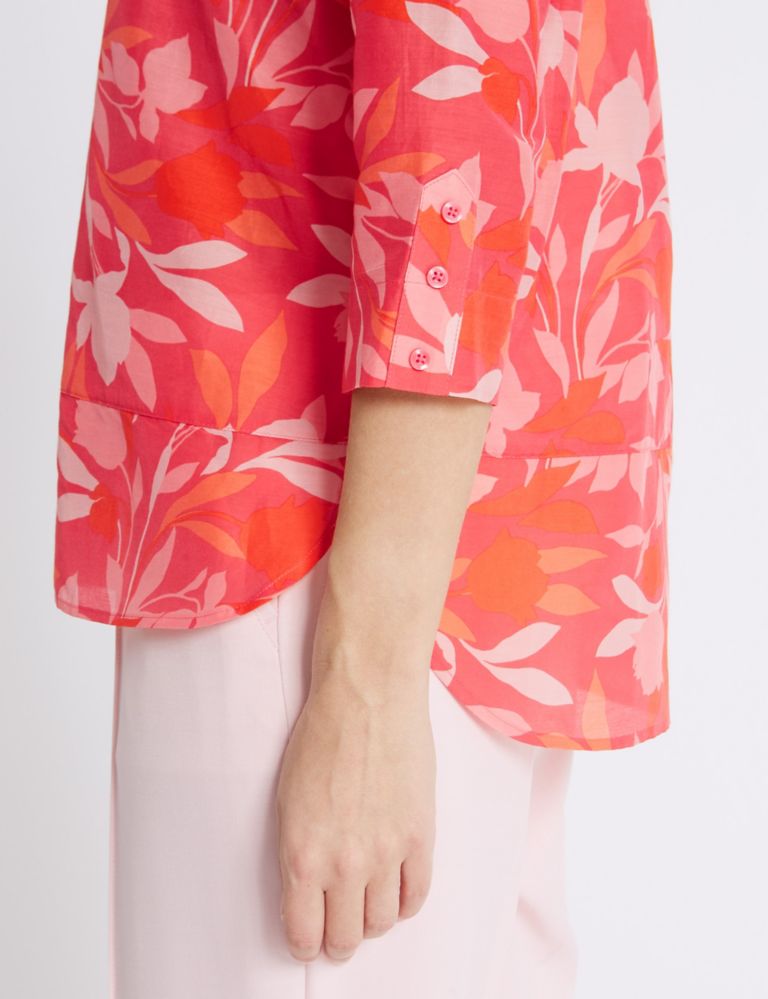 Cotton Rich Floral Print Shirt with Silk 5 of 5