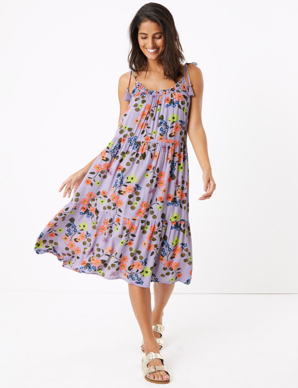 Cotton Rich Floral Print Slip Beach Dress | M&S Collection | M&S