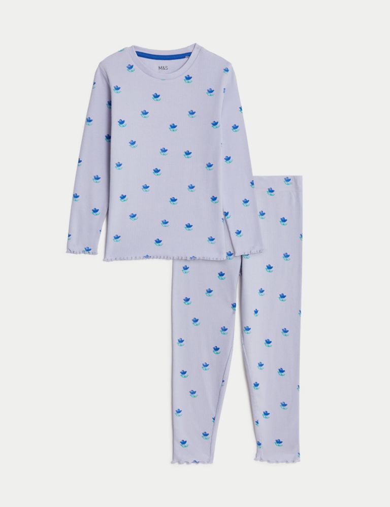 Cotton Rich Floral Pyjamas (1-8 Yrs) 2 of 4