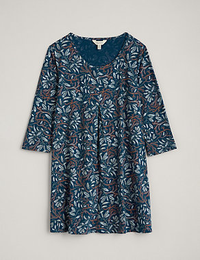 Cotton Rich Floral Round Neck Tunic Image 2 of 5