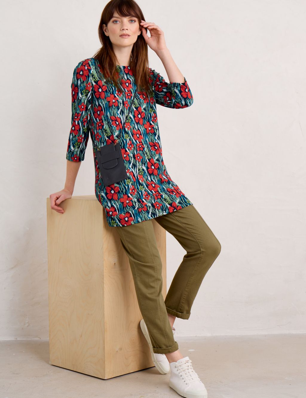 Cotton Rich Floral Round Neck Tunic 3 of 5