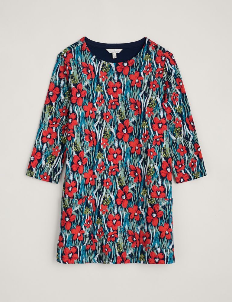 Cotton Rich Floral Round Neck Tunic 2 of 5