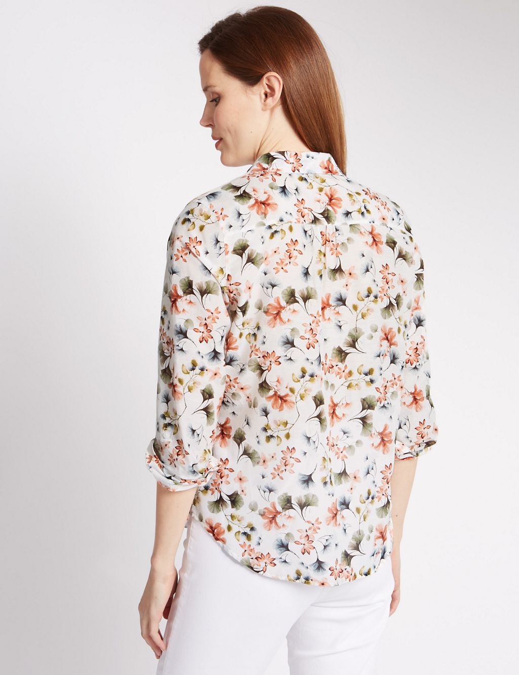 Cotton Rich Floral Shirt with Silk 2 of 4
