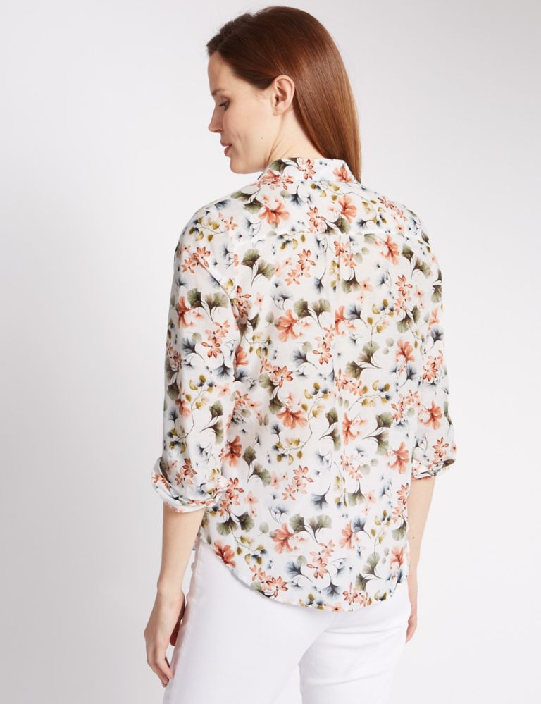 Cotton Rich Floral Shirt with Silk 3 of 4
