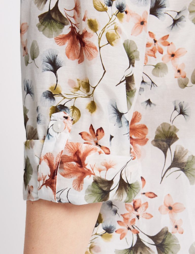 Cotton Rich Floral Shirt with Silk 4 of 4