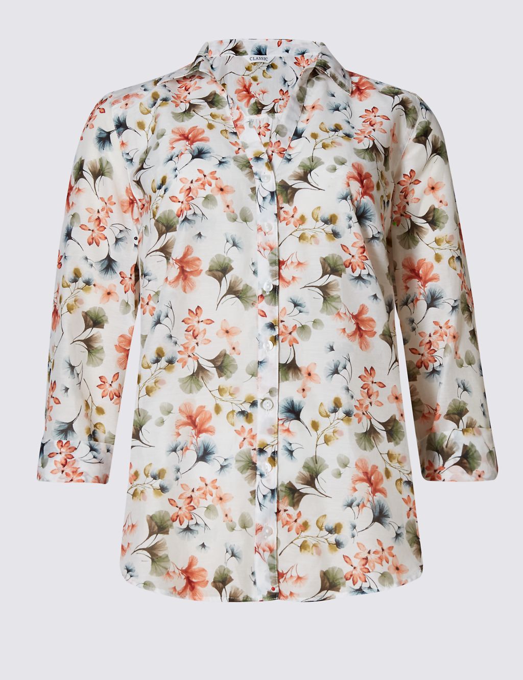Cotton Rich Floral Shirt with Silk 1 of 4