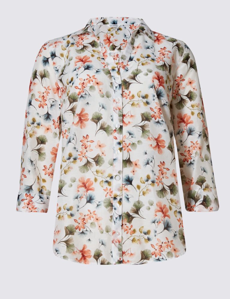 Cotton Rich Floral Shirt with Silk 2 of 4