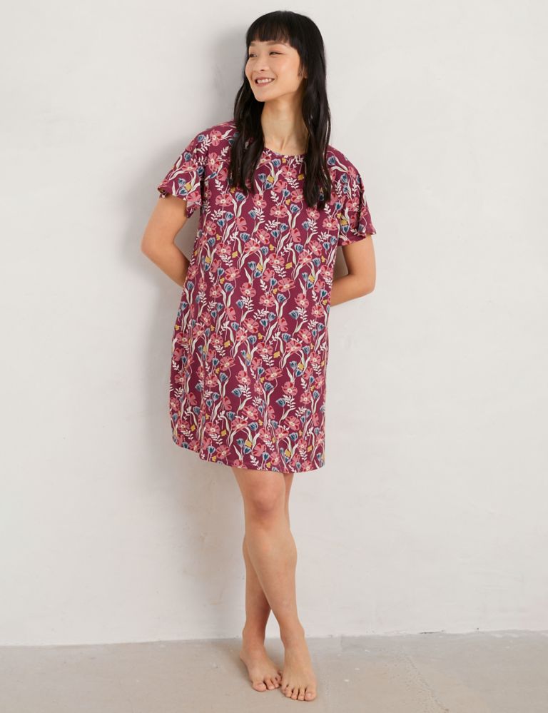 Cotton Rich Floral Short Nightdress 1 of 5