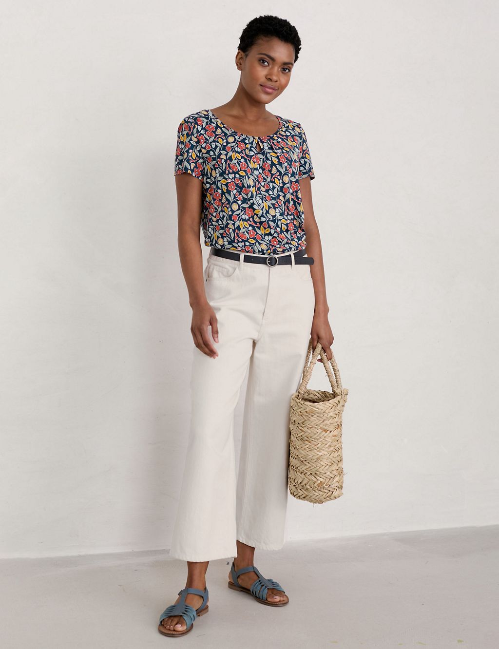 Cotton Rich Floral Short Sleeve Top 3 of 5