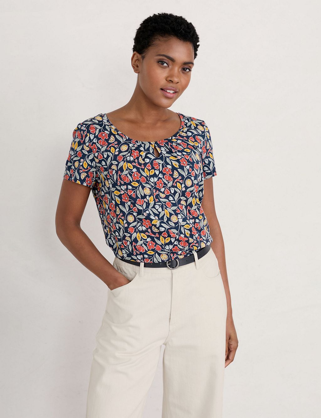 Cotton Rich Floral Short Sleeve Top 2 of 5