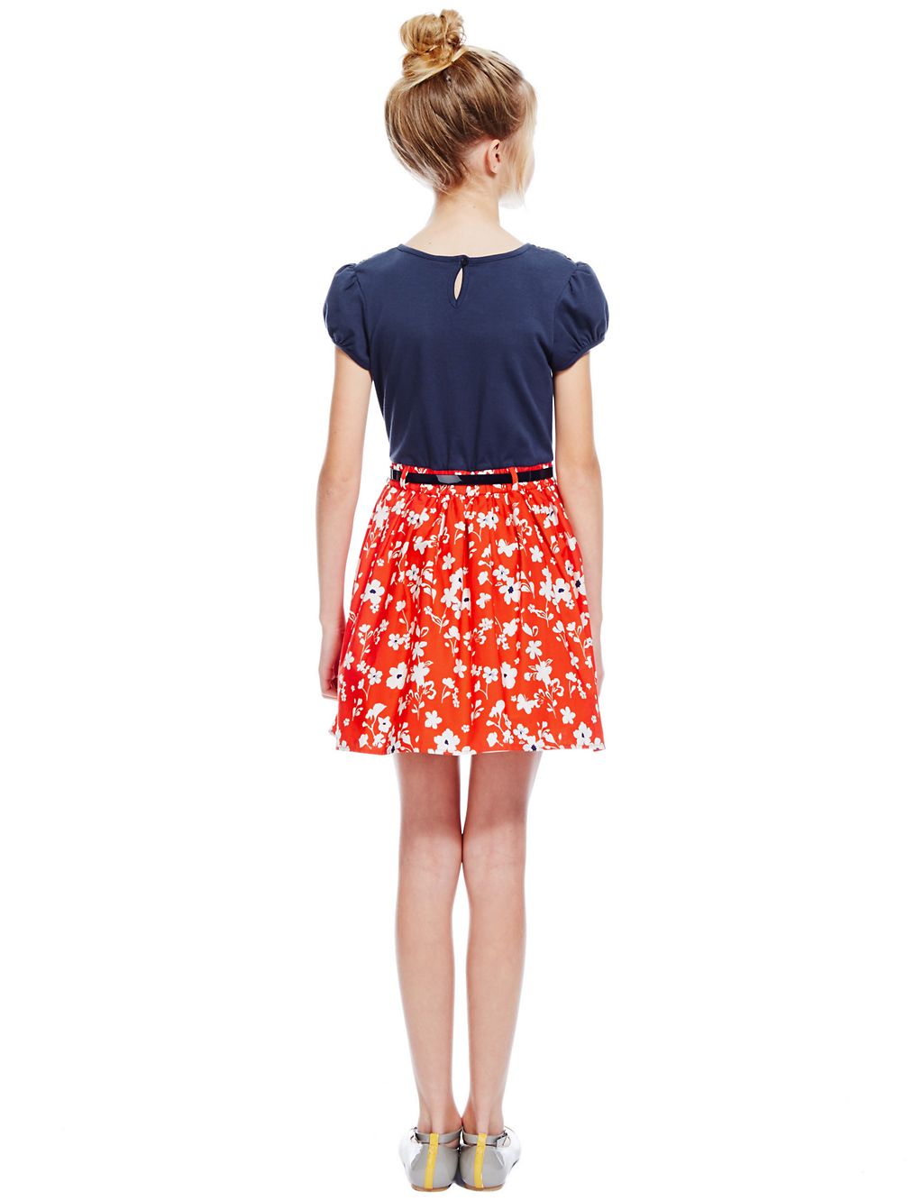 Cotton Rich Floral Skirt Dress with Belt (5-14 Years) 2 of 3