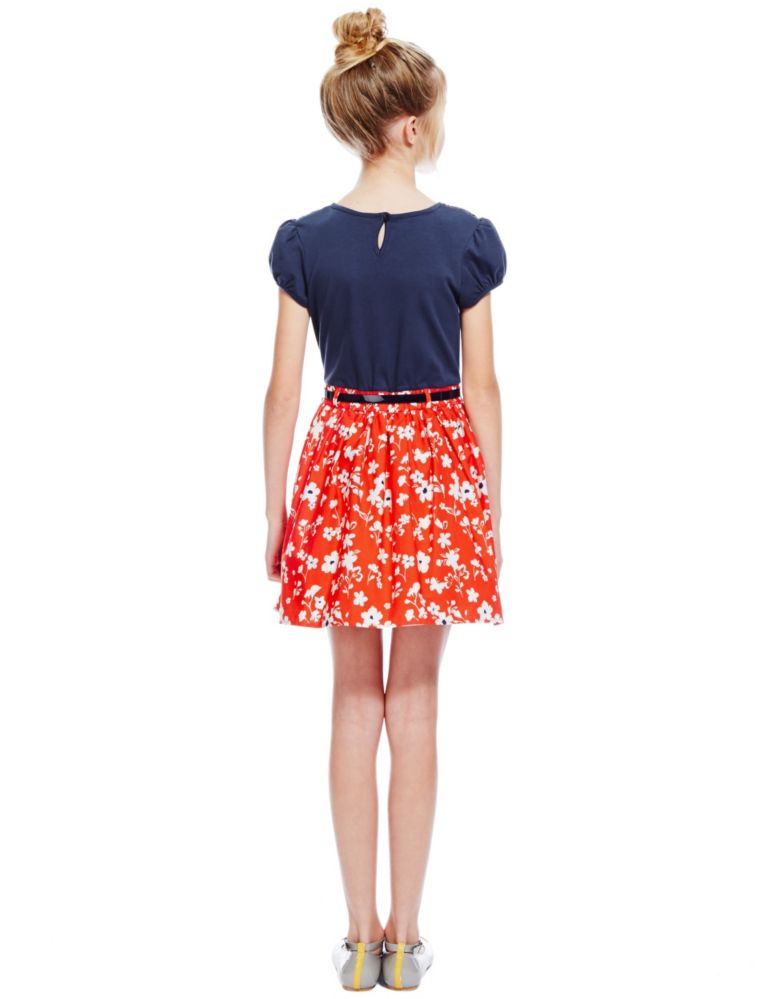 Cotton Rich Floral Skirt Dress with Belt (5-14 Years) 3 of 3