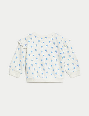 Cotton Rich Floral Sweatshirt (0-3 Yrs) Image 2 of 3