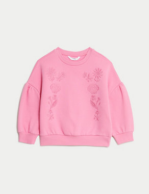 Cotton Rich Floral Sweatshirt (2-8 Yrs) Image 2 of 5