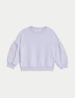 Cotton Rich Floral Sweatshirt (2-8 Yrs) Image 2 of 5