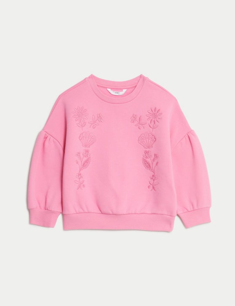 Cotton Rich Floral Sweatshirt (2-8 Yrs) 2 of 5